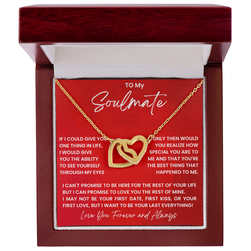 Soulmate Interlocking Hearts Necklace - Romantic Gift for Wife