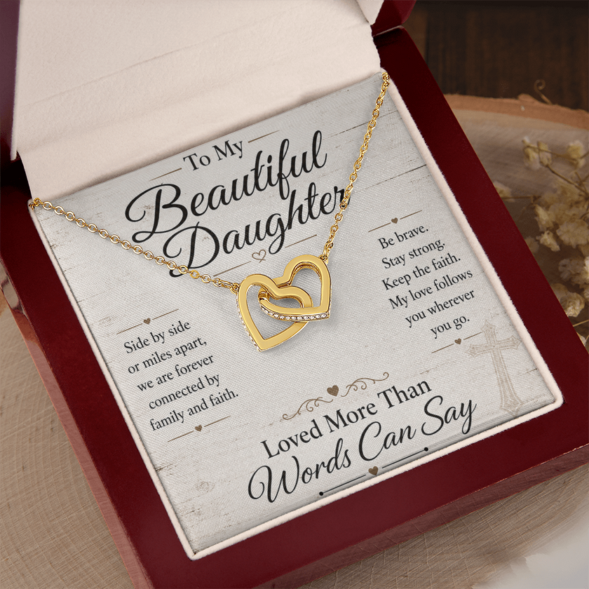 To My Beautiful Daughter - Interlocking Hearts Necklace - Anchored In Faith