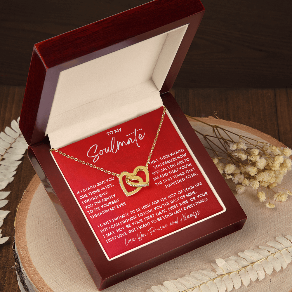Soulmate Interlocking Hearts Necklace - Romantic Gift for Wife