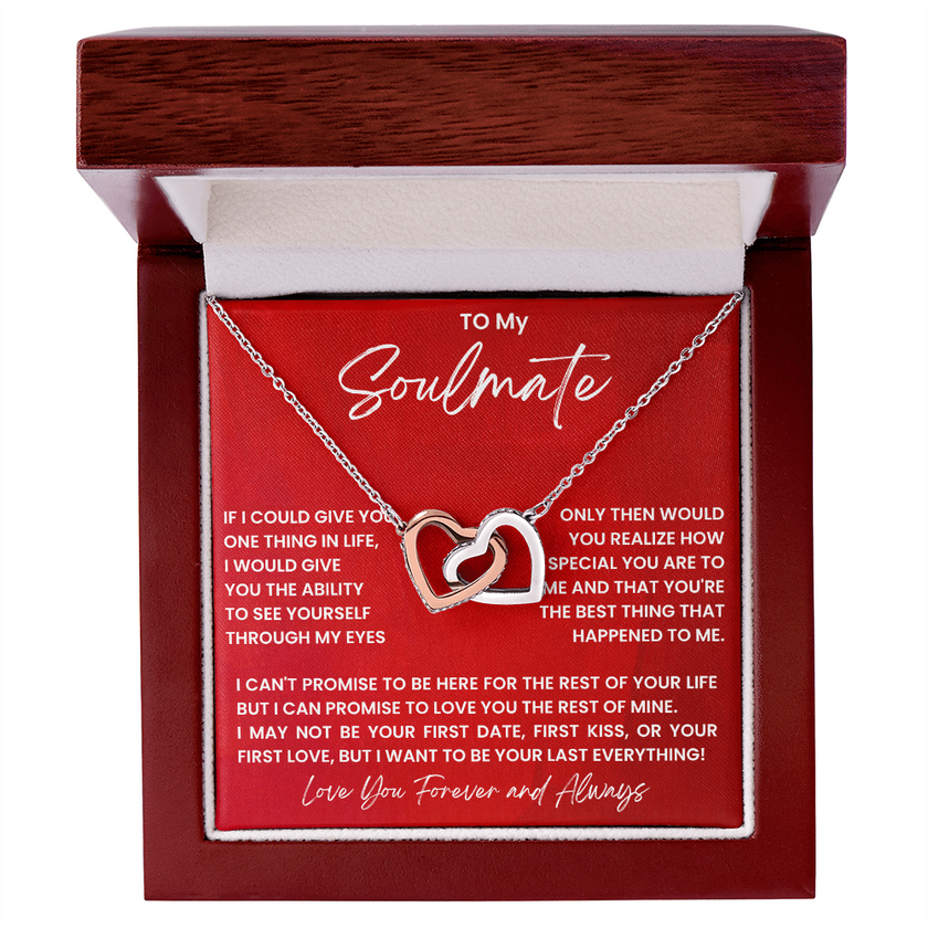Soulmate Interlocking Hearts Necklace - Romantic Gift for Wife