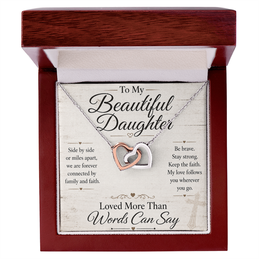 To My Beautiful Daughter - Interlocking Hearts Necklace - Anchored In Faith
