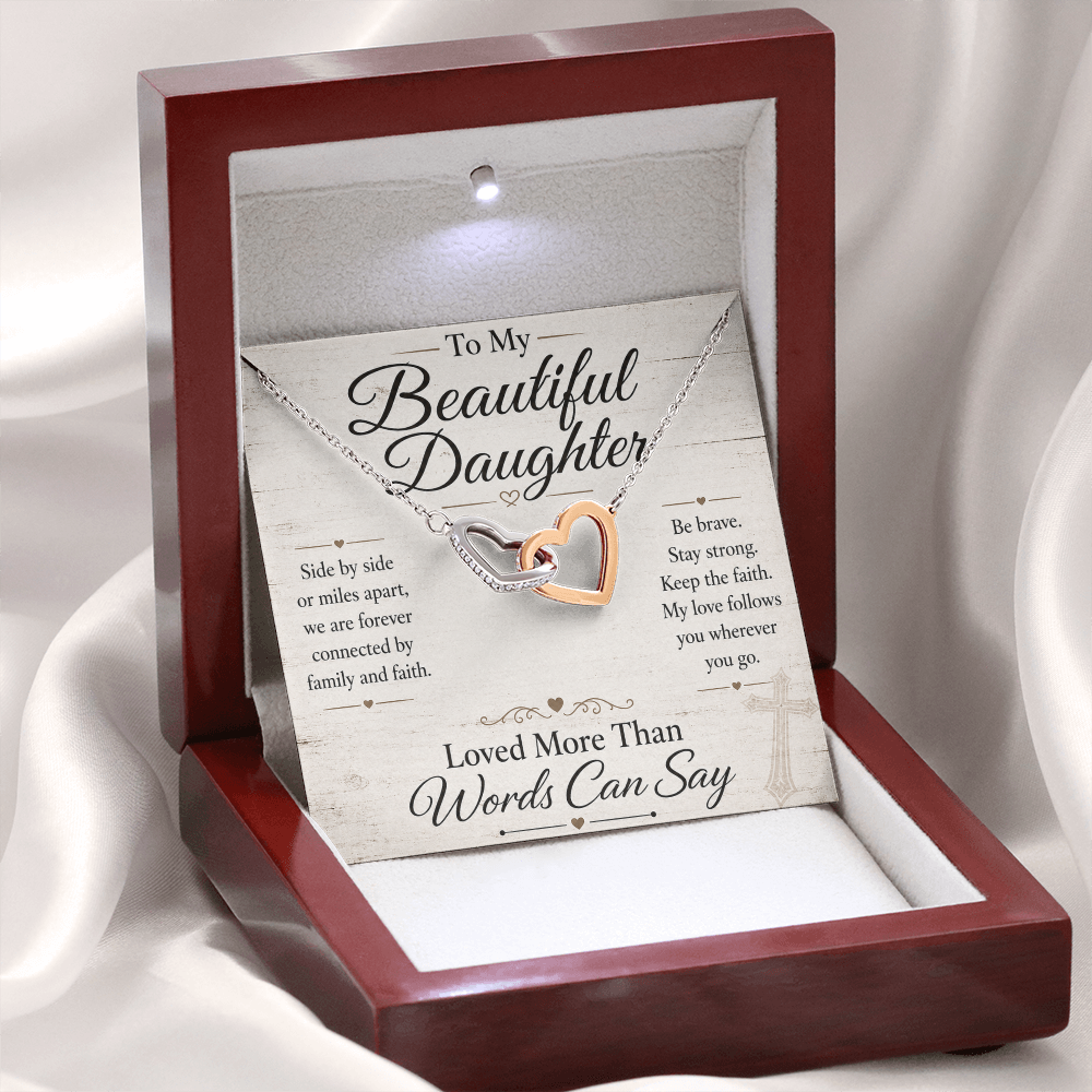 To My Beautiful Daughter - Interlocking Hearts Necklace - Anchored In Faith