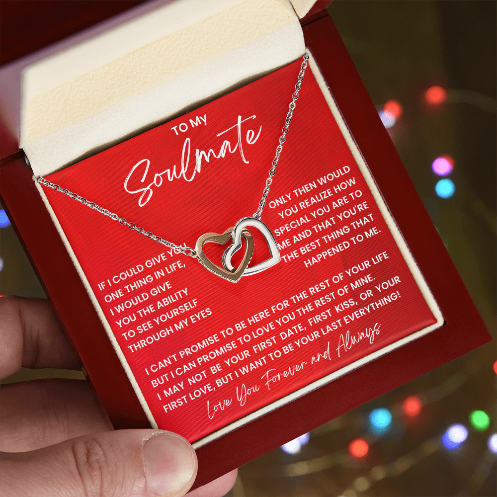 Soulmate Interlocking Hearts Necklace - Romantic Gift for Wife