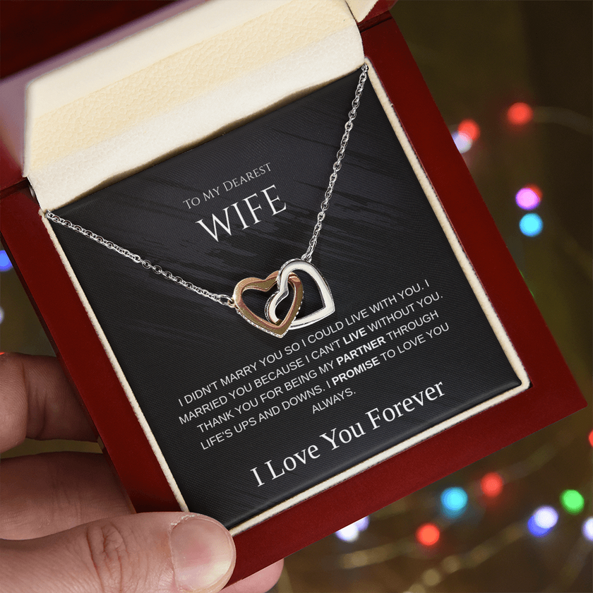 The 'Eternal Bond' Interlocking Hearts Necklace for Wife.