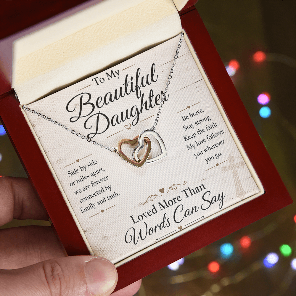 To My Beautiful Daughter - Interlocking Hearts Necklace - Anchored In Faith