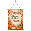 Pumpkins Prayer Praise Christian Fall Wood Framed Wall Tapestry – 1 Thessalonians 5:16–18