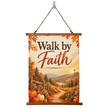 Walk by Faith Christian Fall Wood Framed Wall Tapestry – 2 Corinthians 5:7