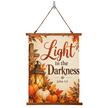 Light in the Darkness Christian Fall Wood Framed Wall Tapestry – John 1:5