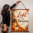 Light in the Darkness Christian Fall Wood Framed Wall Tapestry – John 1:5
