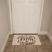 Walk By Faith scripture doormat shown at a fall front entryway