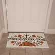 Close-up of the Pumpkins Prayer Praise harvest design on the welcome mat