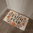 Faith Over Fear Halloween doormat with non-skid backing, 21 by 34 inches