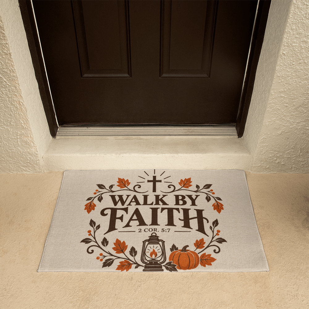 Walk By Faith Christian doormat with non-skid backing, 21 by 34 inches