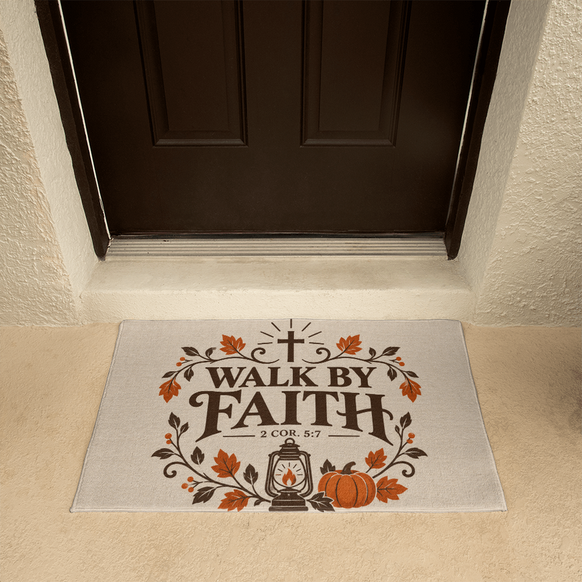 Walk By Faith Christian doormat with non-skid backing, 21 by 34 inches