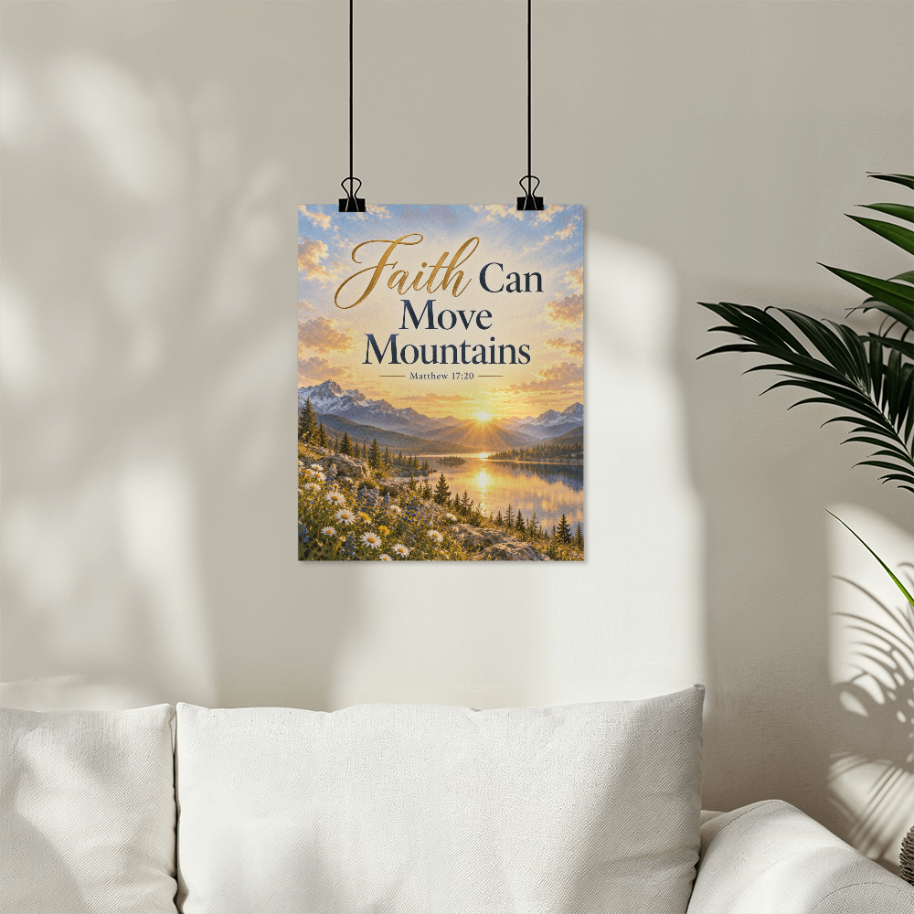 Faith Can Move Mountains Christian Wall Art – Matthew 17:20 Faith Poster