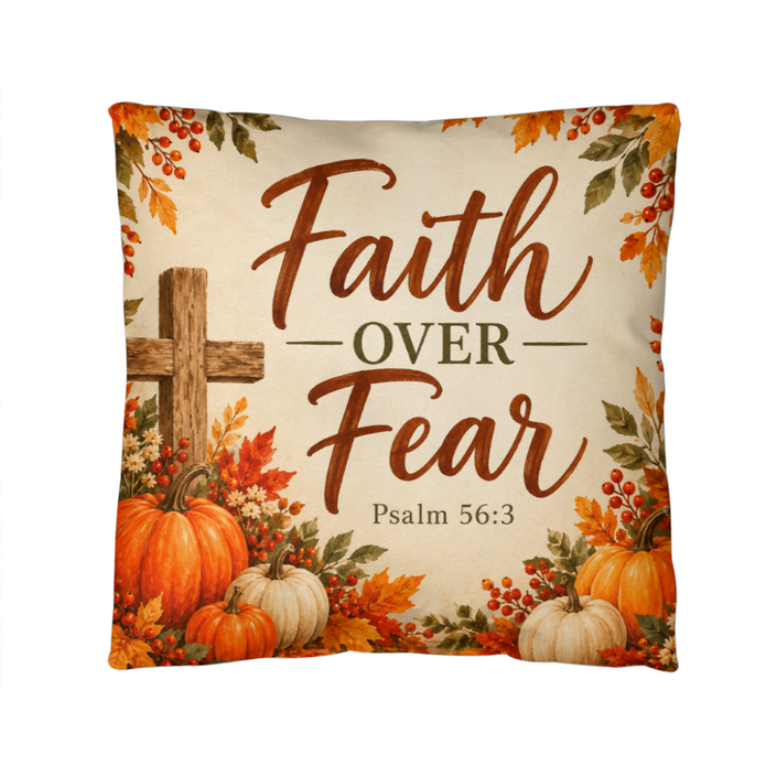 Faith Over Fear Christian Fall Pillow – Psalm 56:3