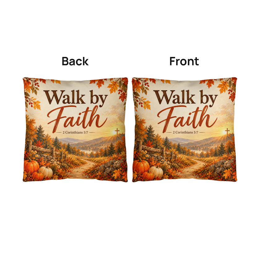 Walk by Faith Christian Fall Pillow – 2 Corinthians 5:7