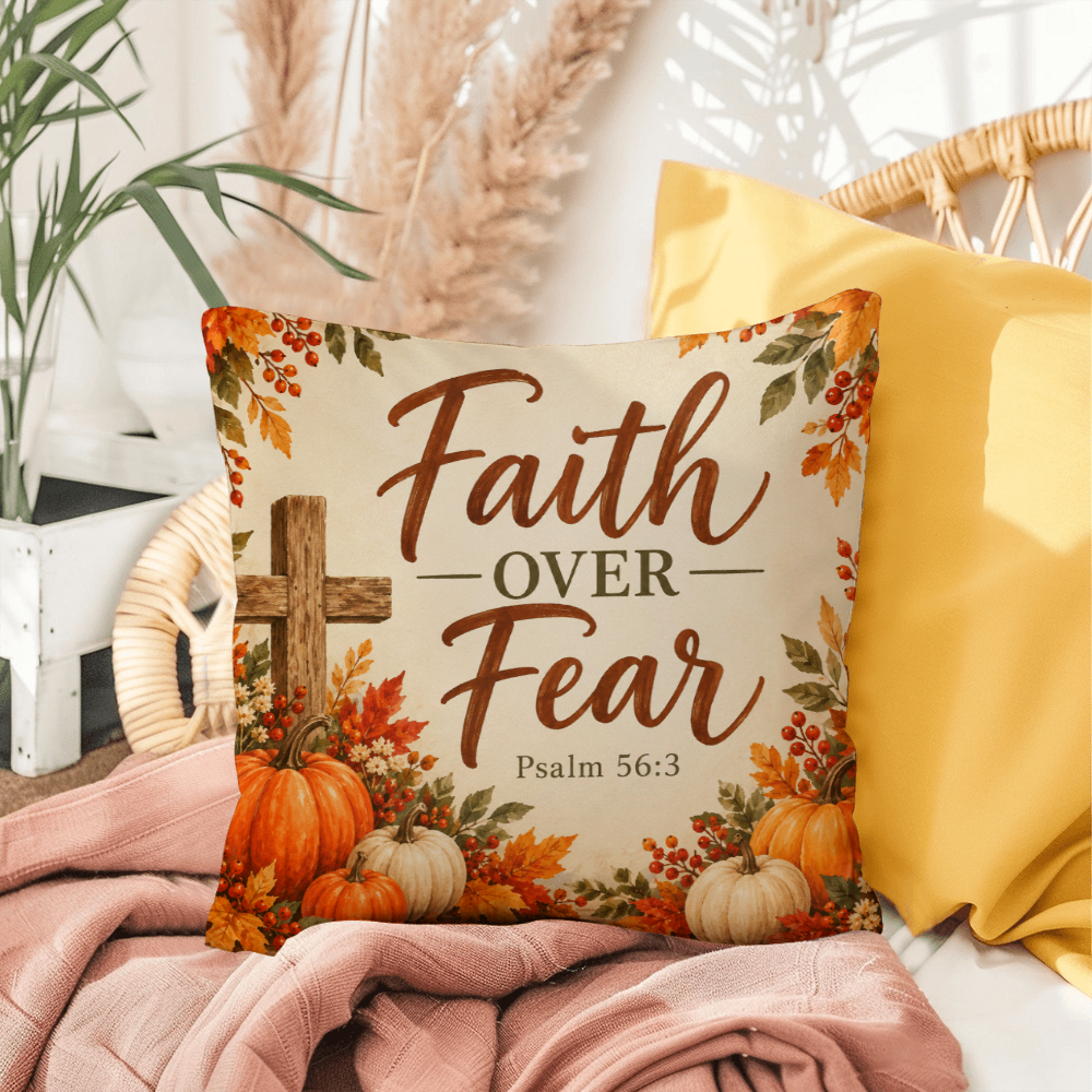 Faith Over Fear Christian Fall Pillow – Psalm 56:3