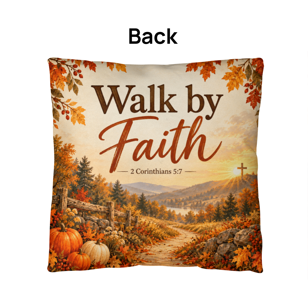 Walk by Faith Christian Fall Pillow – 2 Corinthians 5:7