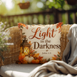 Light in the Darkness Christian Fall Pillow – John 1:5