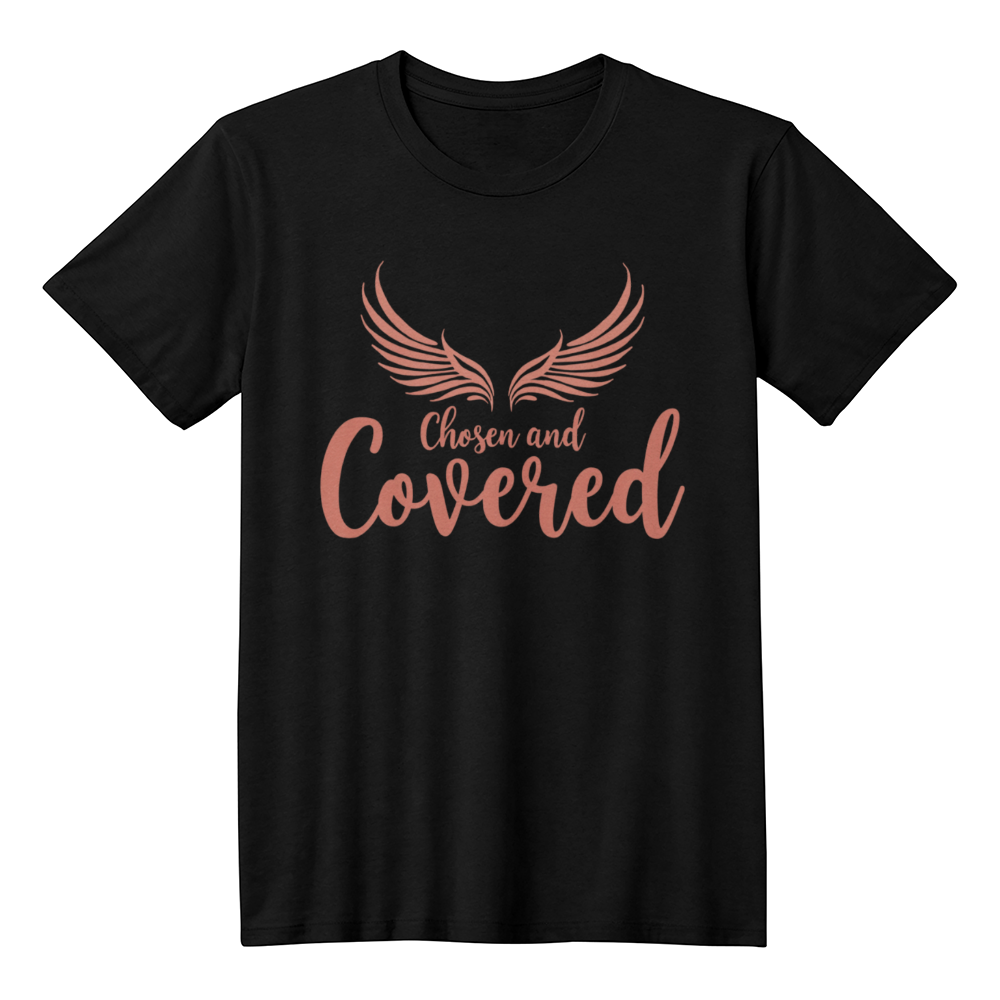 Chosen and Covered Premium T-Shirt – Faith & Family Collection – Christian Statement Front-Print Tee