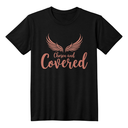 Chosen and Covered Premium T-Shirt – Faith & Family Collection – Christian Statement Front-Print Tee