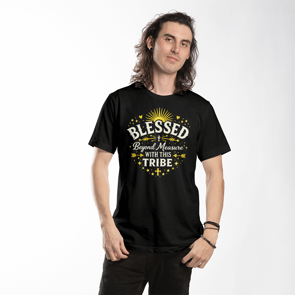 Blessed Beyond Measure Premium T-Shirt – Faith & Family Collection – Christian Statement Front-Print Tee