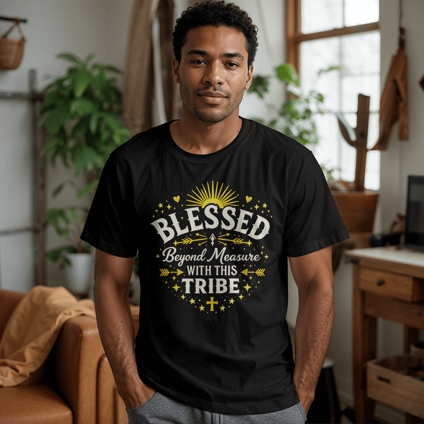 Blessed Beyond Measure Premium T-Shirt – Faith & Family Collection – Christian Statement Front-Print Tee