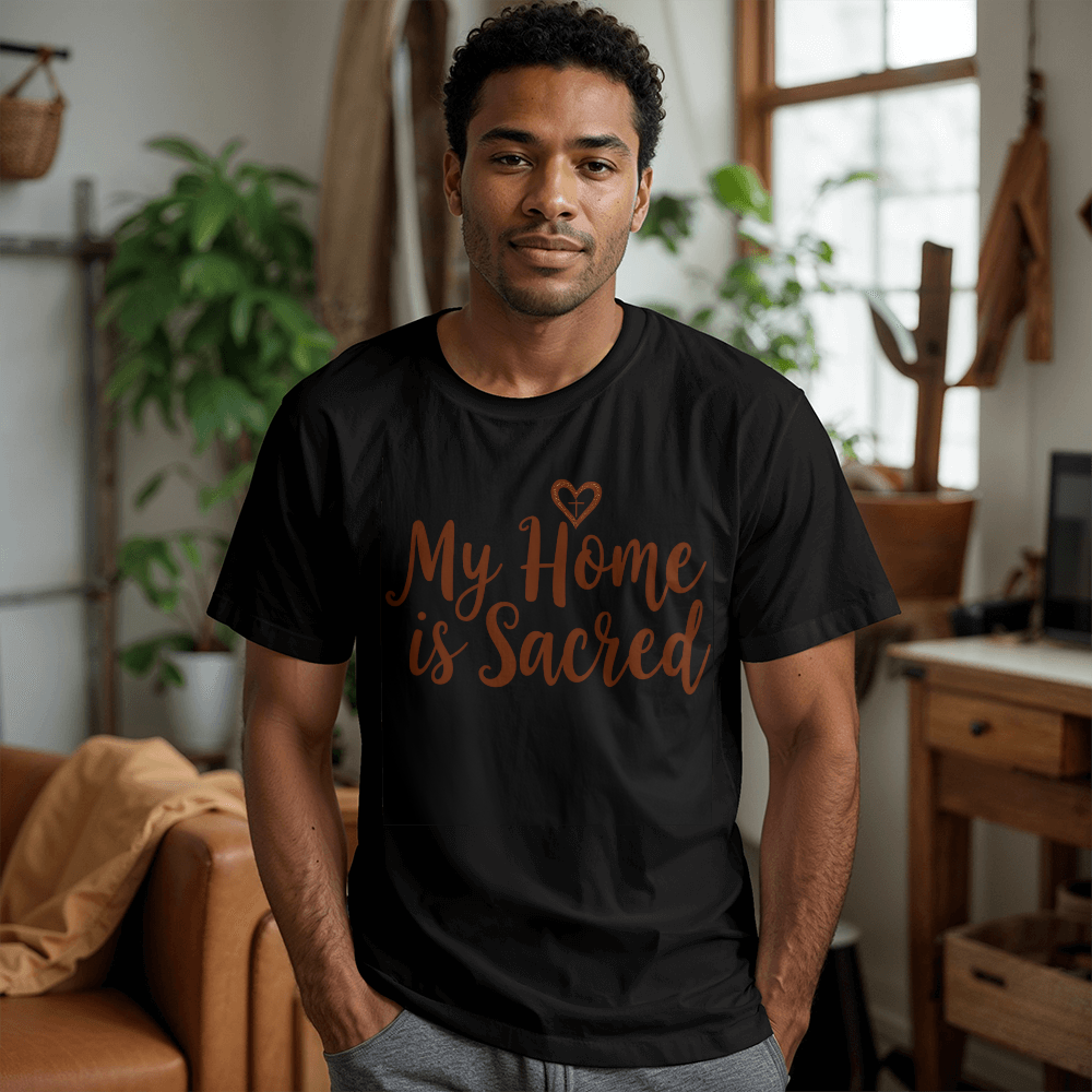 My Home is Sacred Premium T-Shirt – Faith & Family Collection – Christian Statement Front-Print Tee