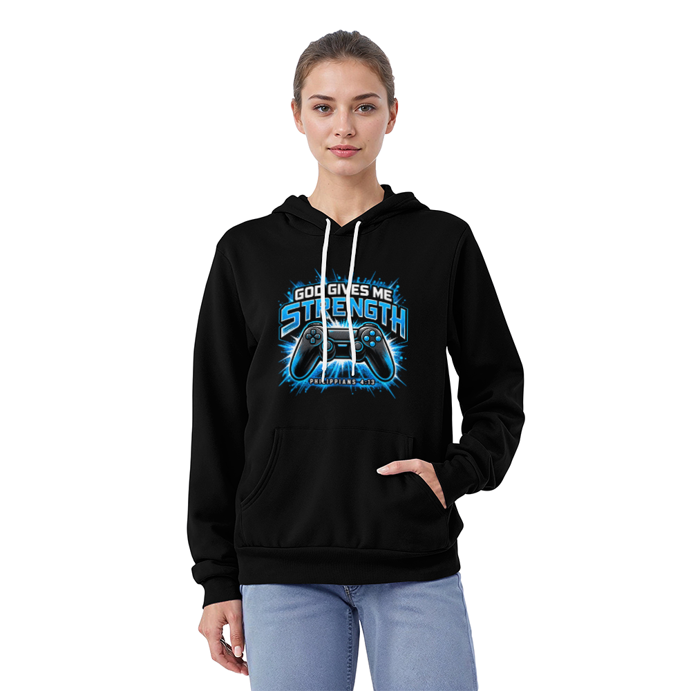 God Gives Me Strength Gaming Hoodie – Philippians 4:13