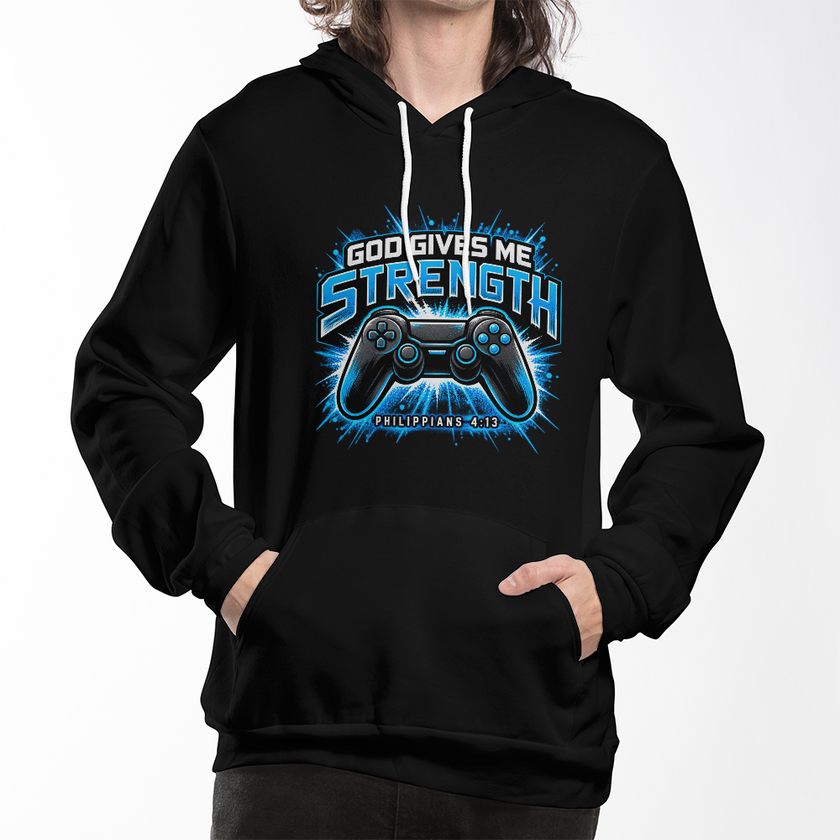 God Gives Me Strength Gaming Hoodie – Philippians 4:13