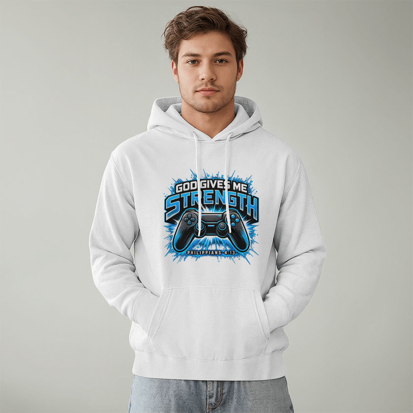God Gives Me Strength Gaming Hoodie – Philippians 4:13