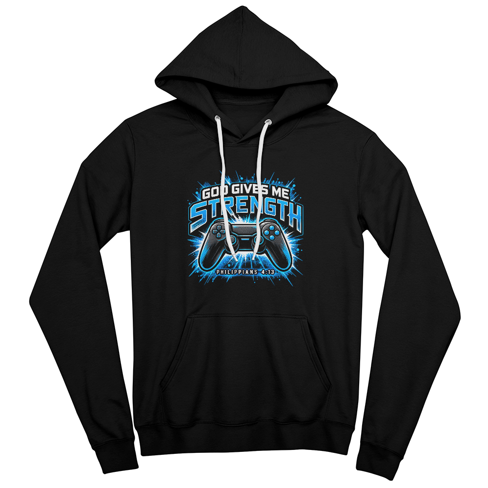 God Gives Me Strength Gaming Hoodie – Philippians 4:13