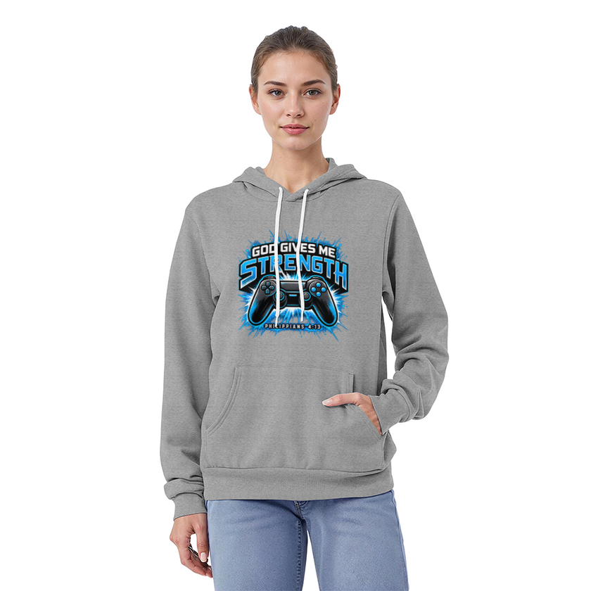 God Gives Me Strength Gaming Hoodie – Philippians 4:13