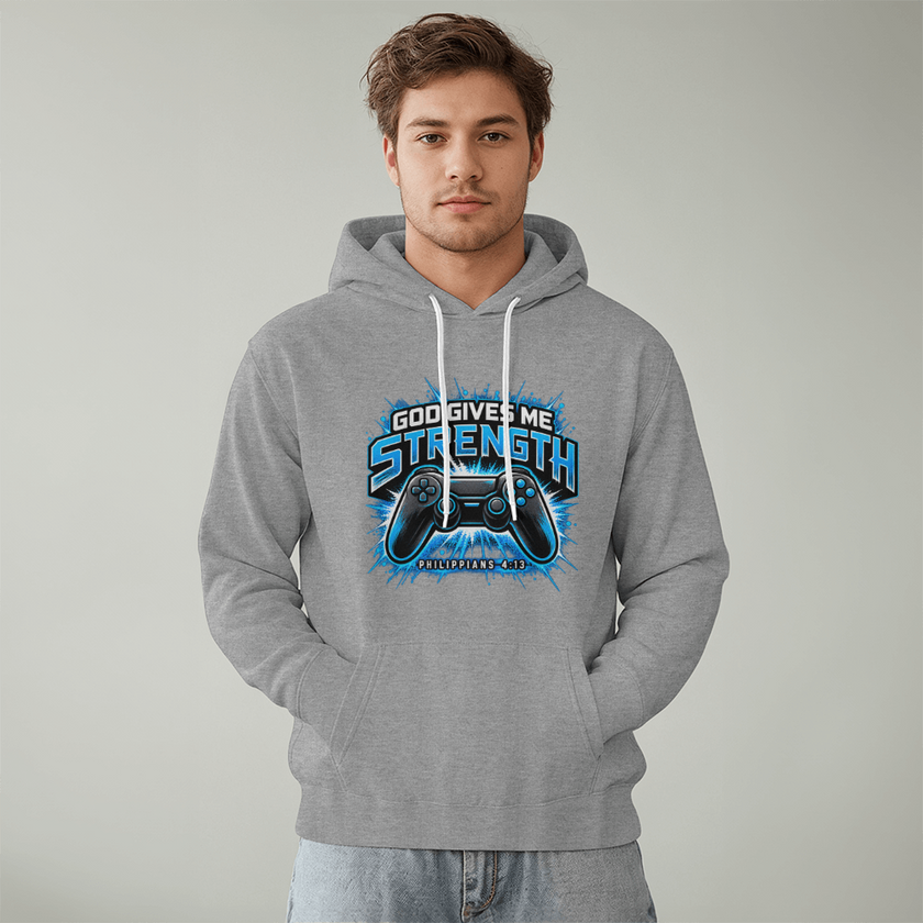 God Gives Me Strength Gaming Hoodie – Philippians 4:13