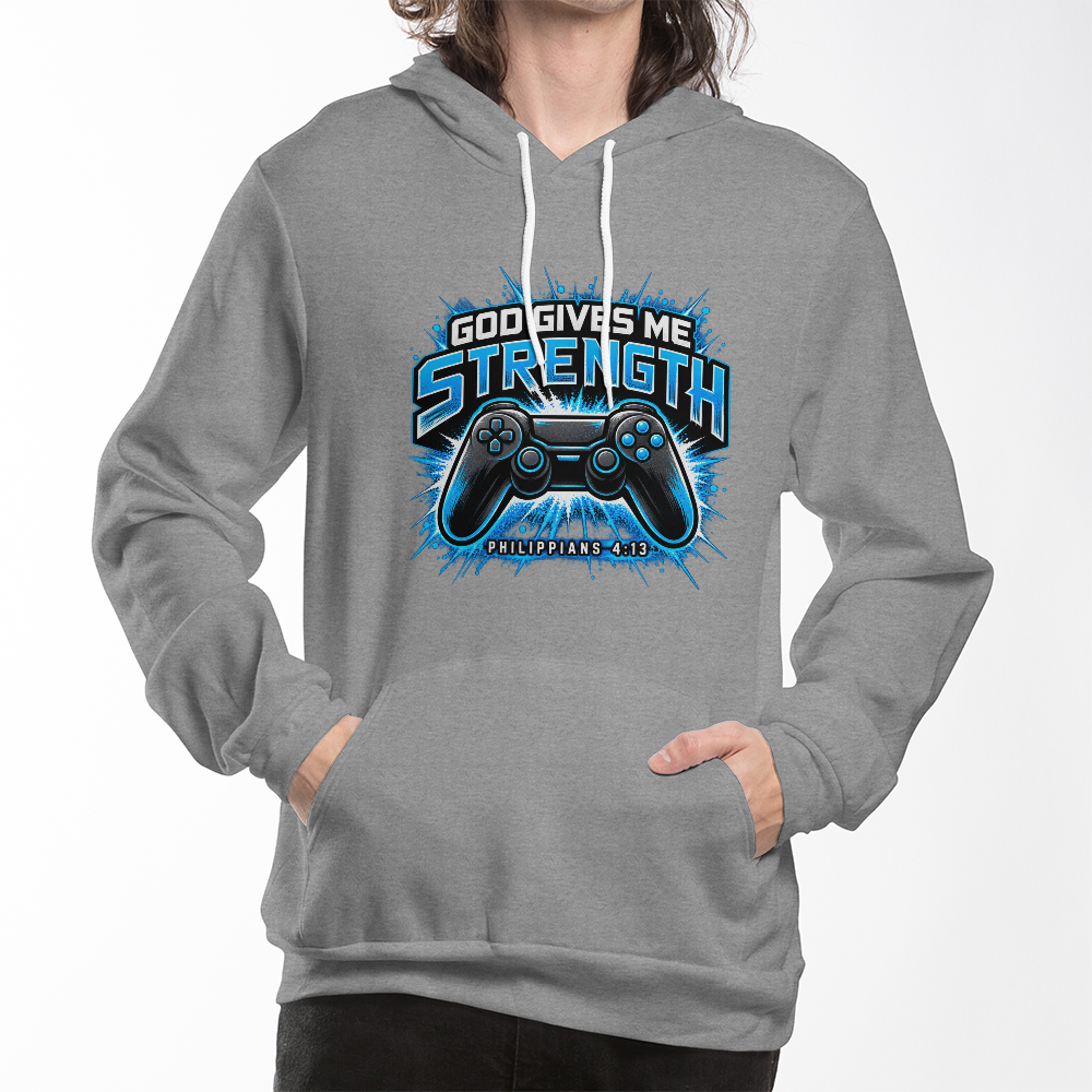 God Gives Me Strength Gaming Hoodie – Philippians 4:13