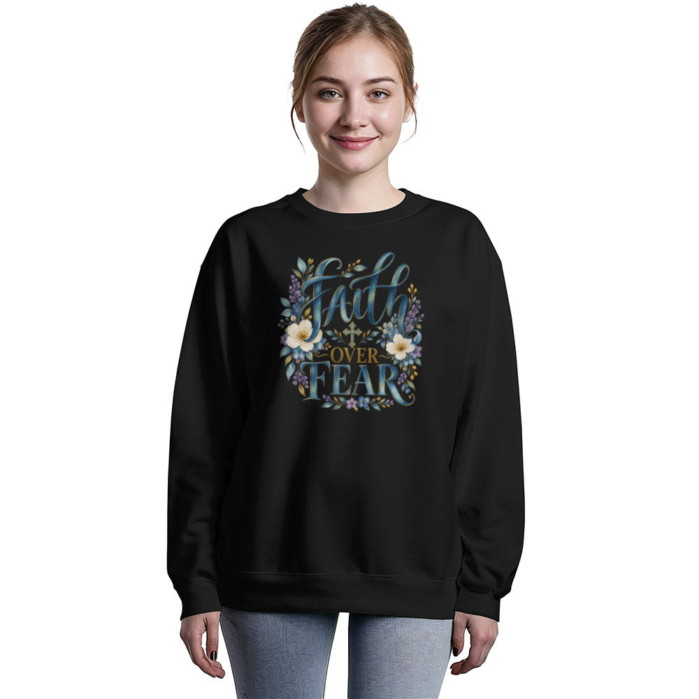 Faith Over Fear floral Christian crewneck sweatshirt