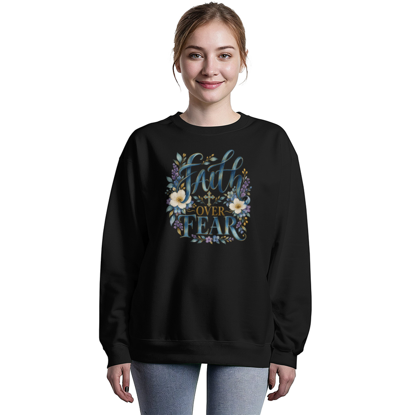 Faith Over Fear floral Christian crewneck sweatshirt