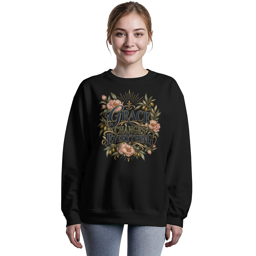 Grace Changes Everything | Faith-Inspired Christian Crewneck Sweatshirt