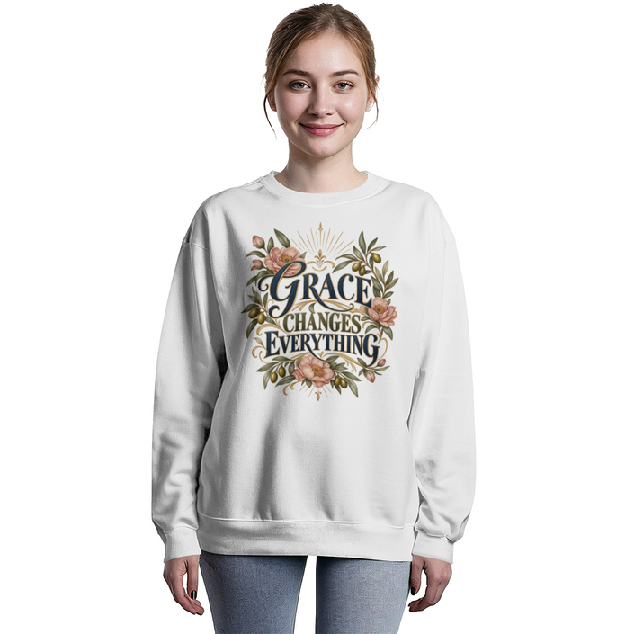 Grace Changes Everything | Faith-Inspired Christian Crewneck Sweatshirt