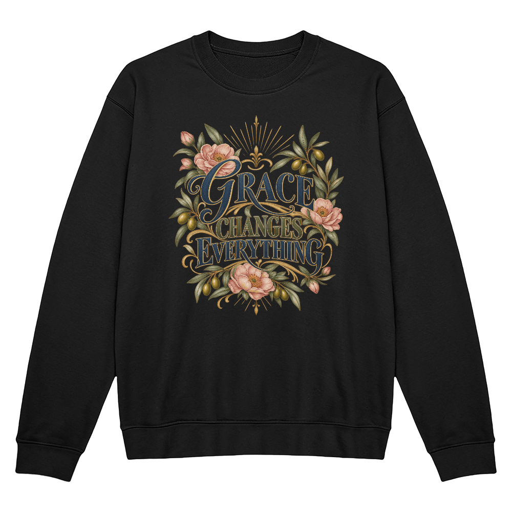 Grace Changes Everything floral Christian crewneck sweatshirt