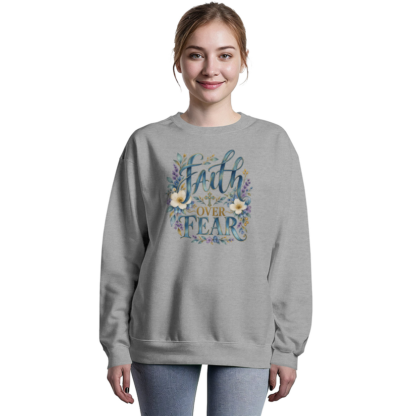 Faith Over Fear floral Christian crewneck sweatshirt