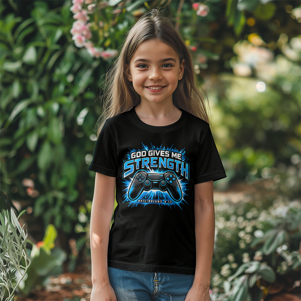 God Gives Me Strength Christian Gamer Shirt | Philippians 4:13