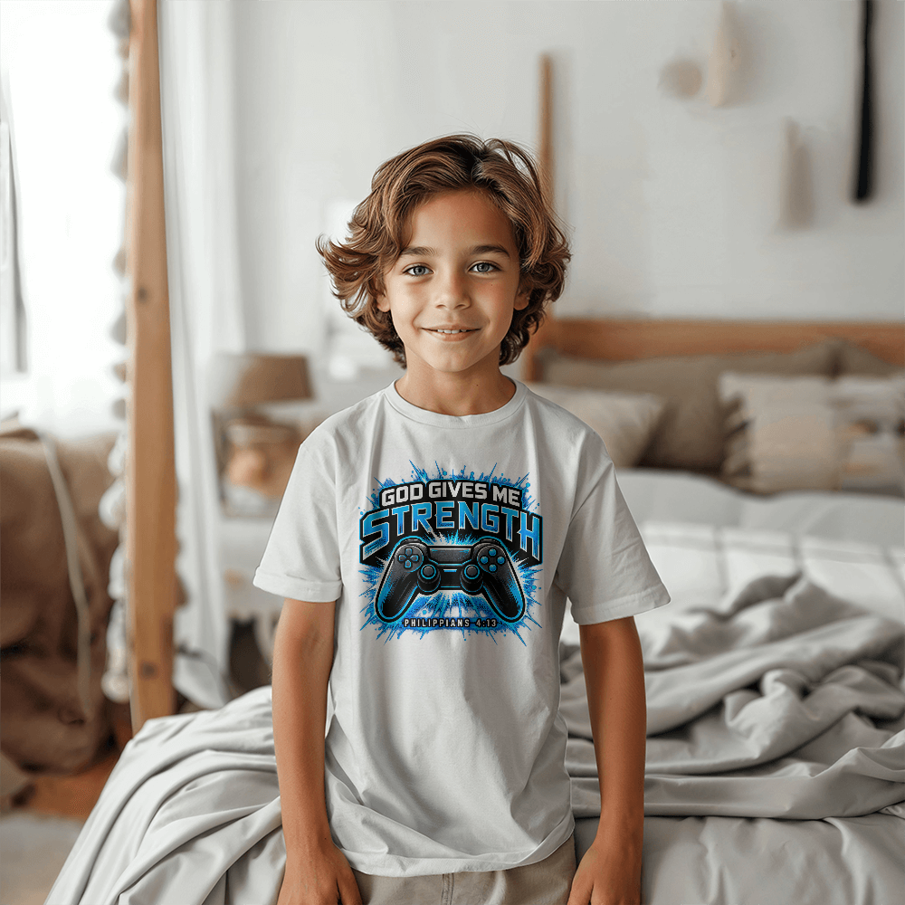 God Gives Me Strength Christian Gamer Shirt | Philippians 4:13