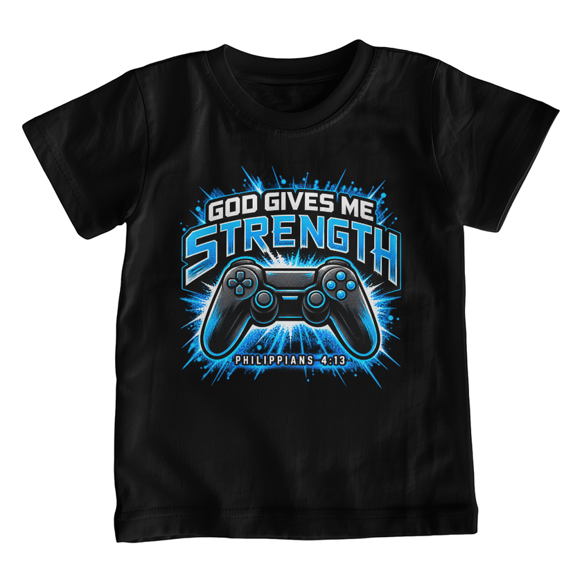 God Gives Me Strength Christian Gamer Shirt | Philippians 4:13