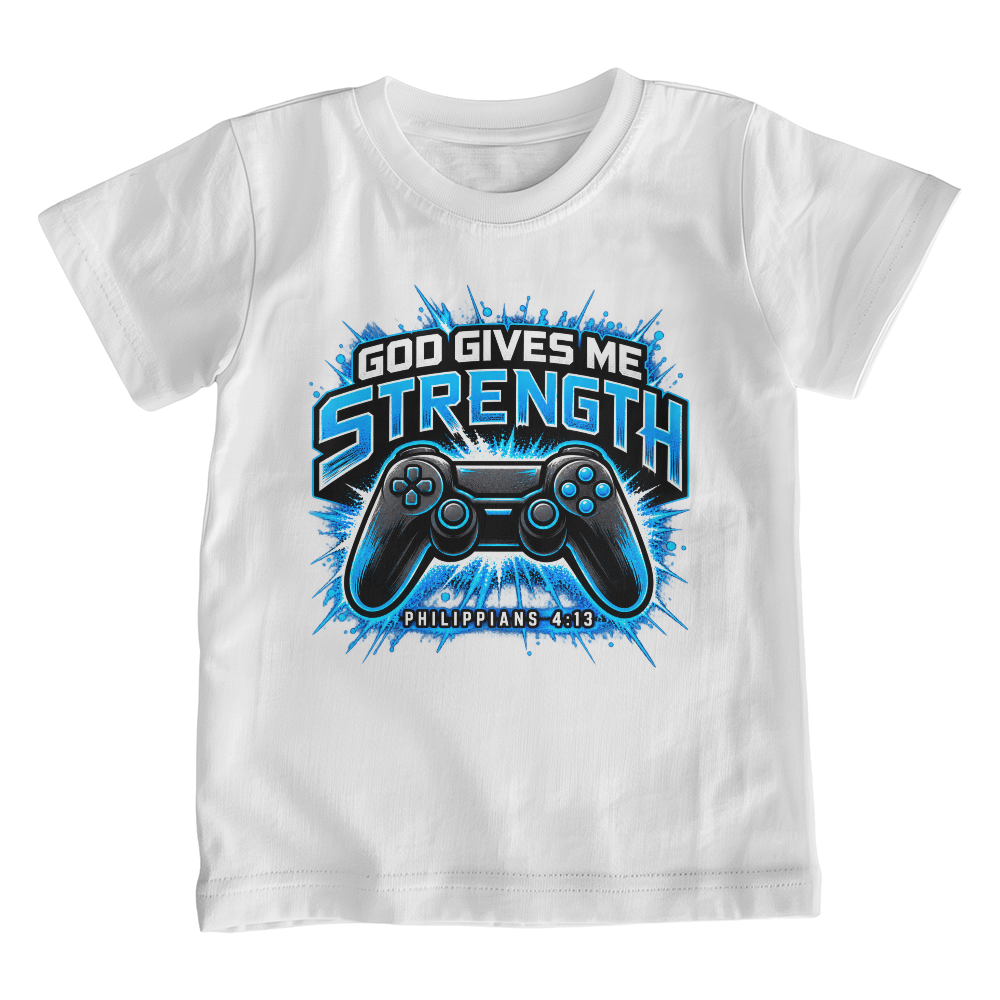 God Gives Me Strength Christian Gamer Shirt | Philippians 4:13