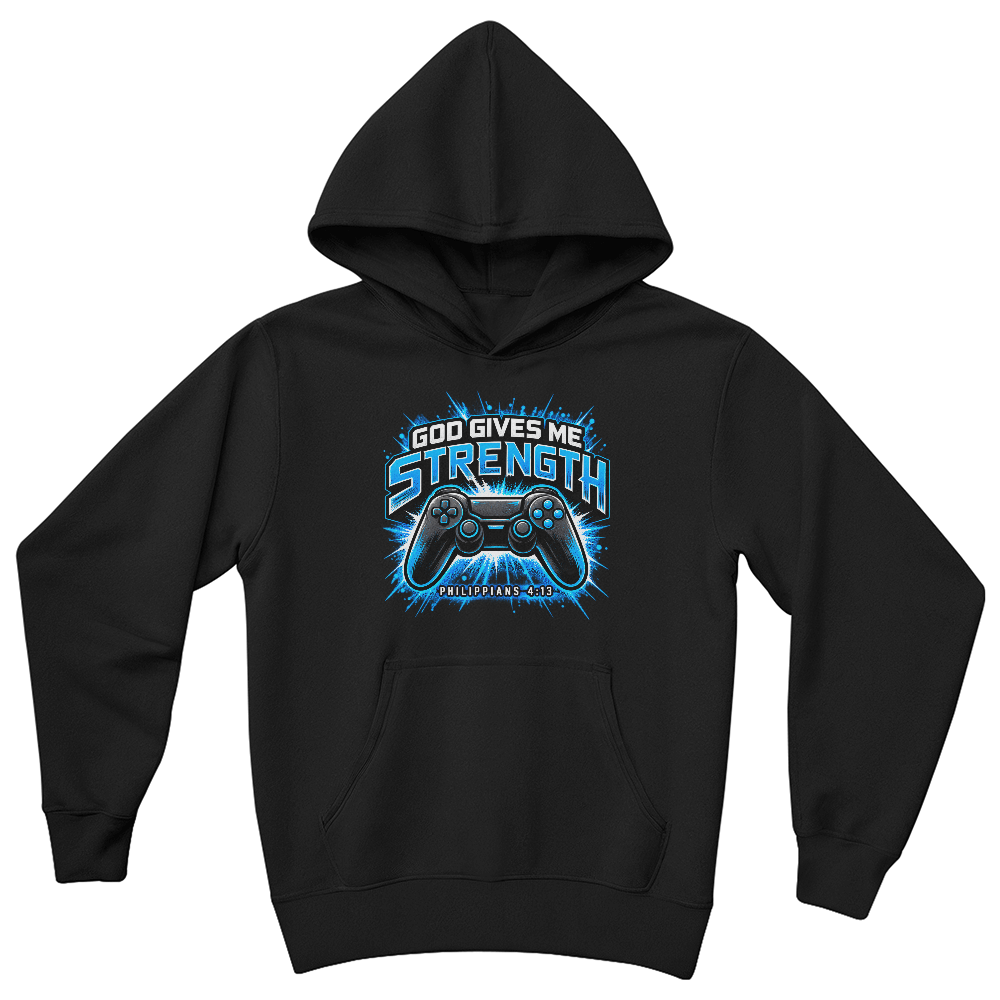 God Gives Me Strength Youth Christian Pullover Hoodie
