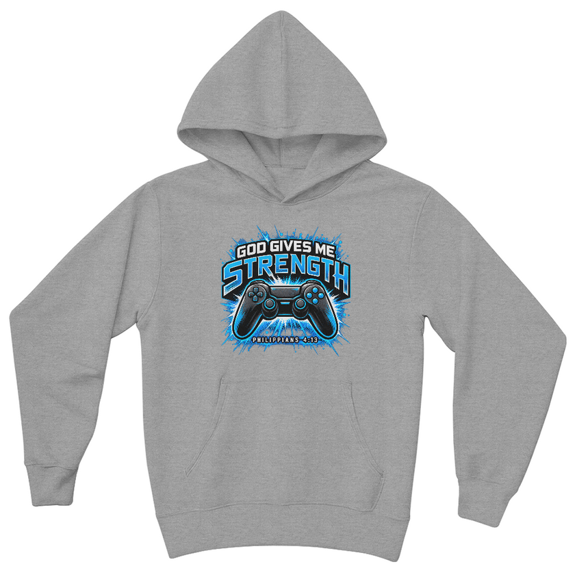 God Gives Me Strength Youth Christian Pullover Hoodie