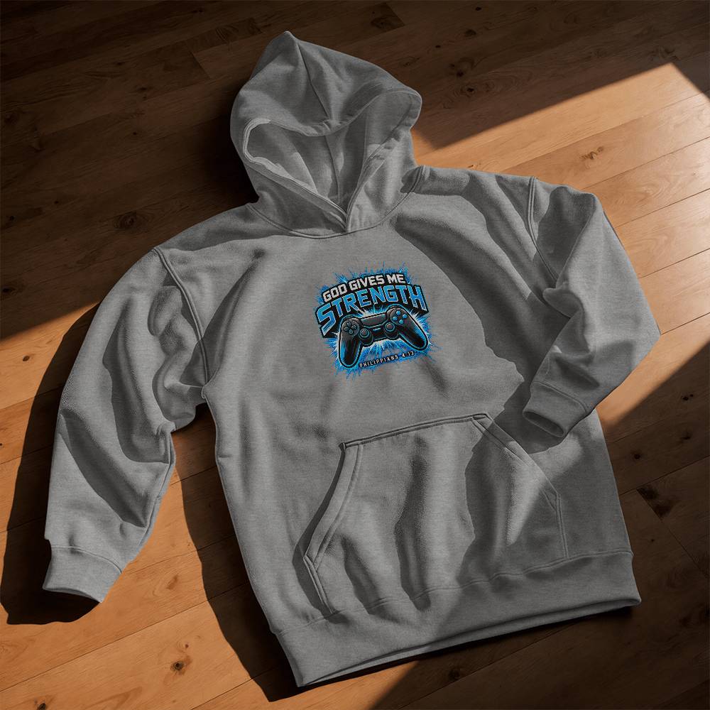 God Gives Me Strength Youth Christian Hoodie – Philippians 4:13