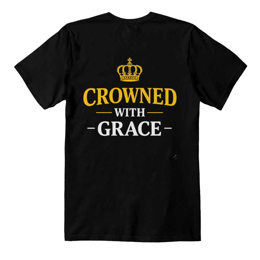 Crowned with Grace Premium T-Shirt – Faith & Family Collection – Christian Back-Print Graphic Tee